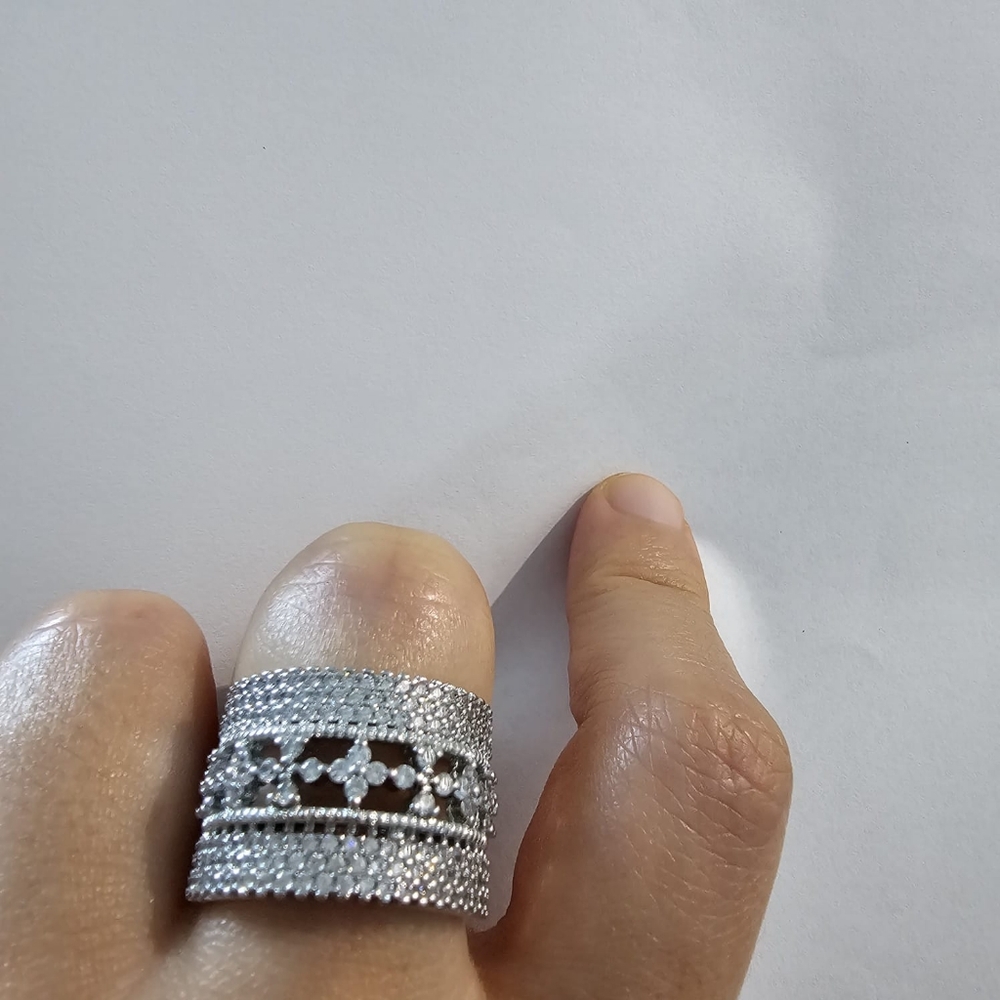 RATED White 925 silver sapphire ring - Picture 7 of 11